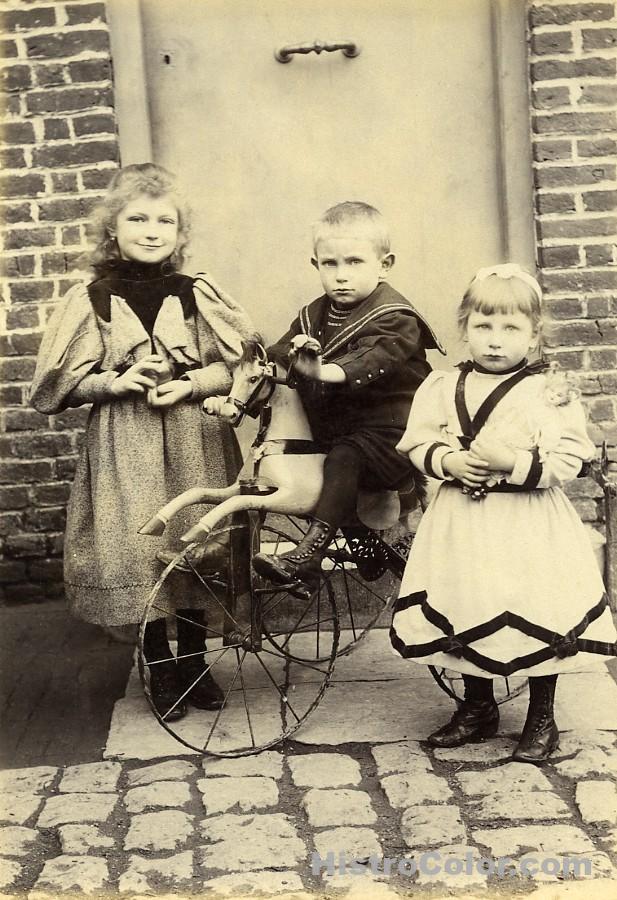 Children Playing On Cobble Road
