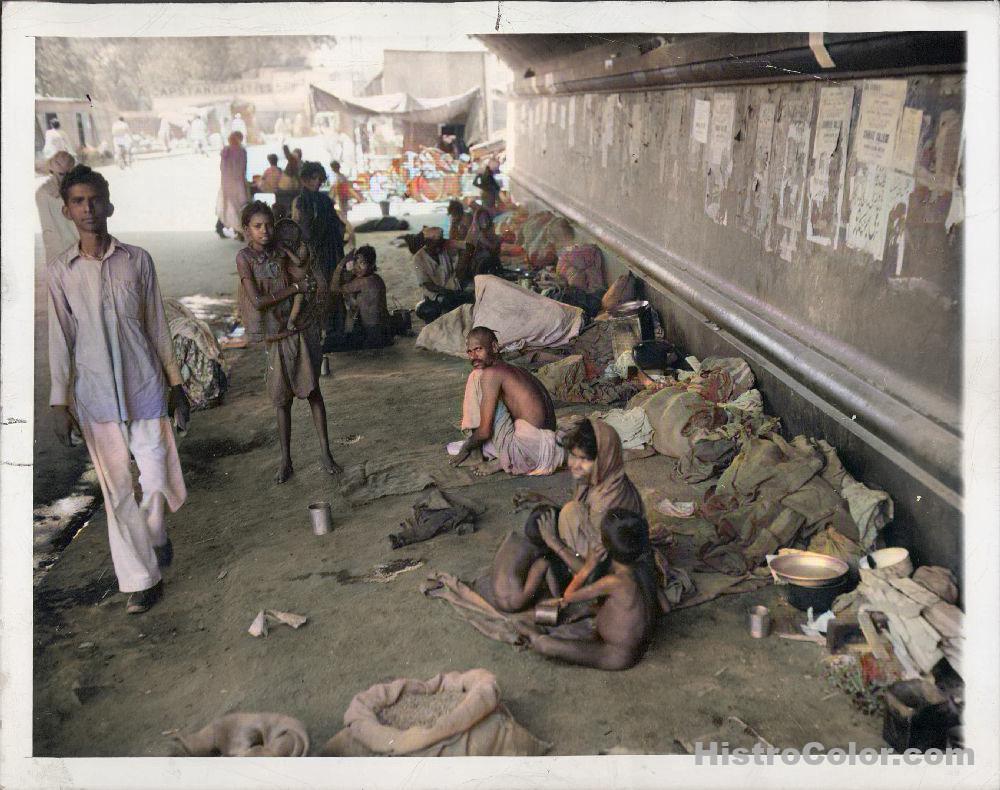Families Living on Street - New Delhi 1948