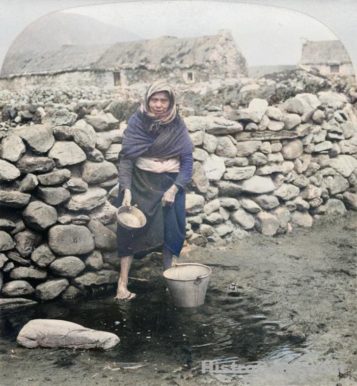 Irish Woman Collecting Water