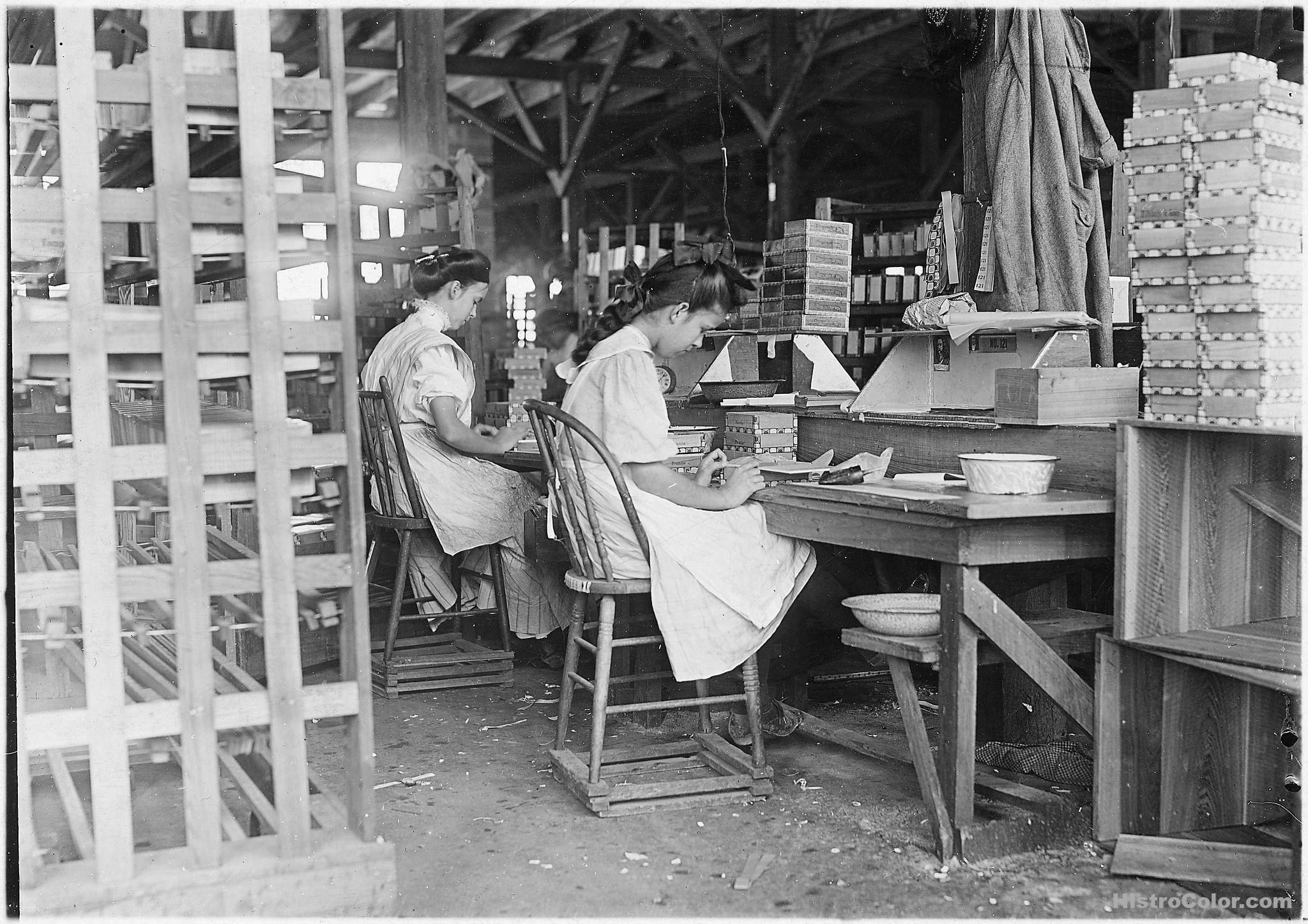 Young Girls Making Boxes