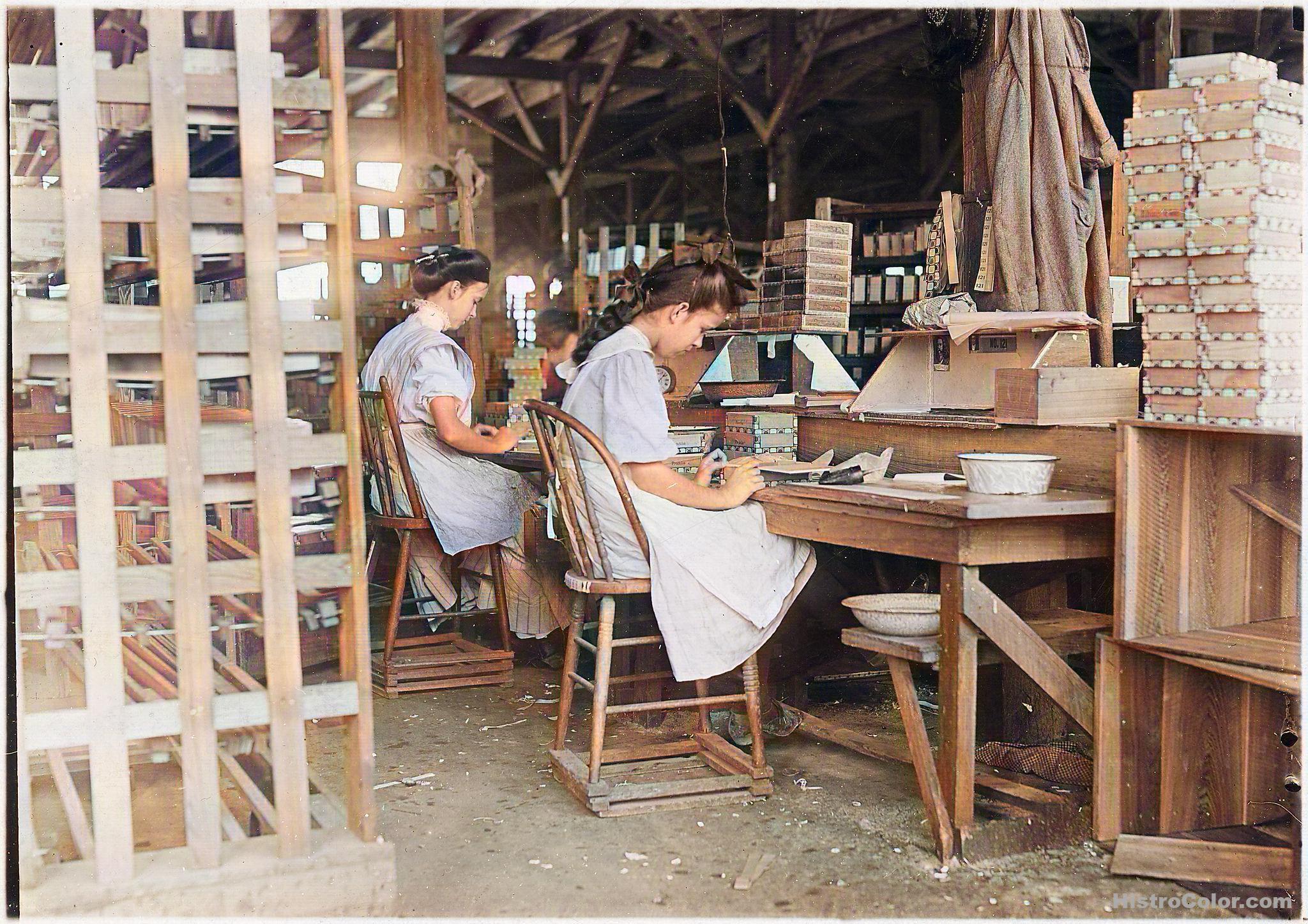 Young Girls Making Boxes