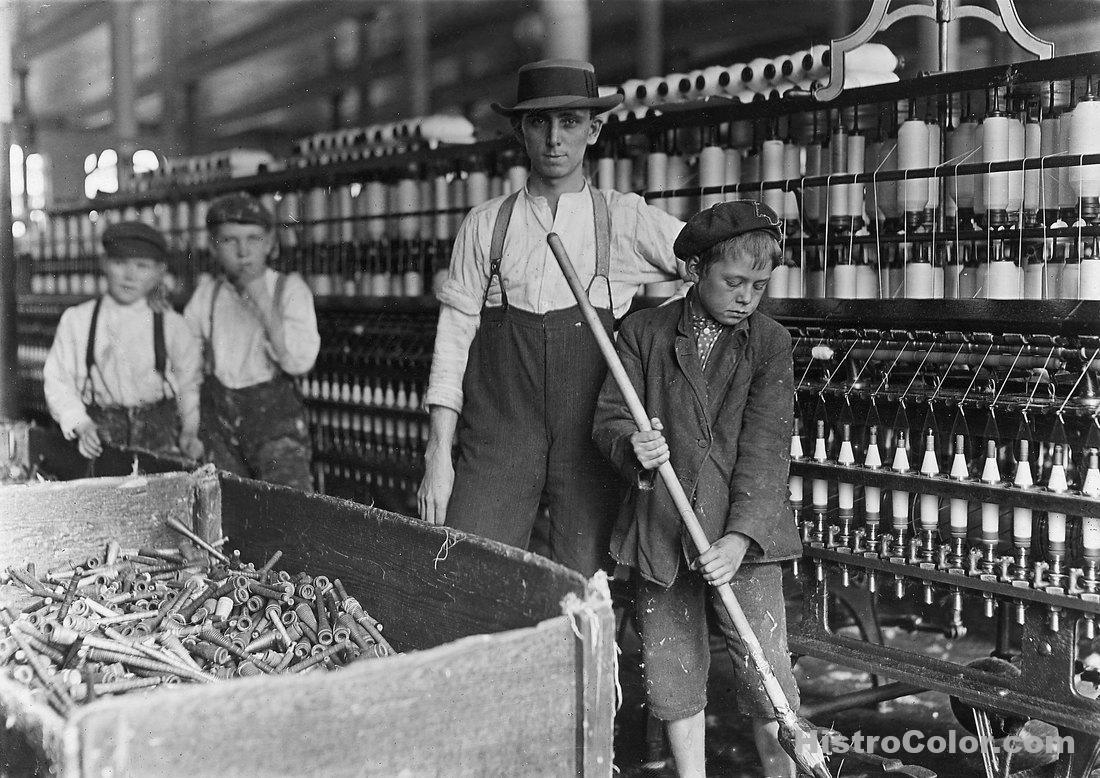 Boys Working In Cotton Mill