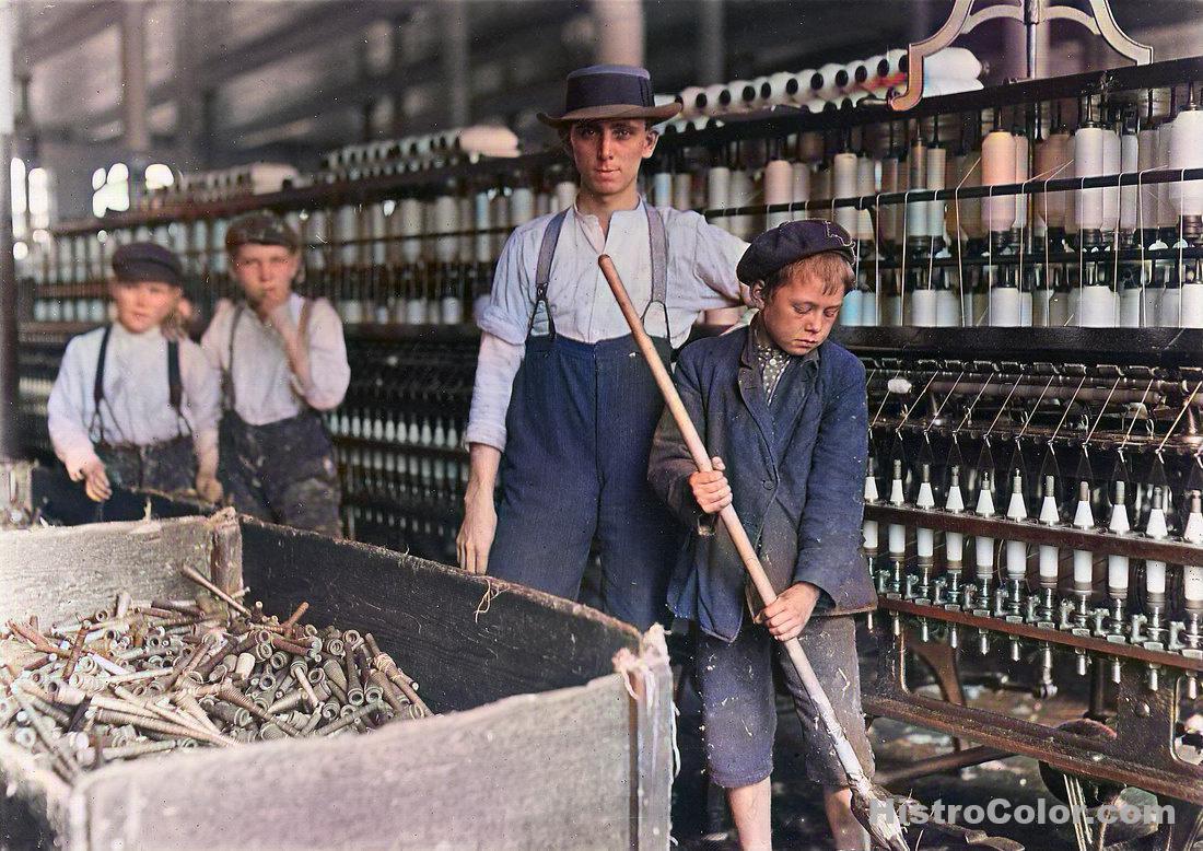 Boys Working In Cotton Mill