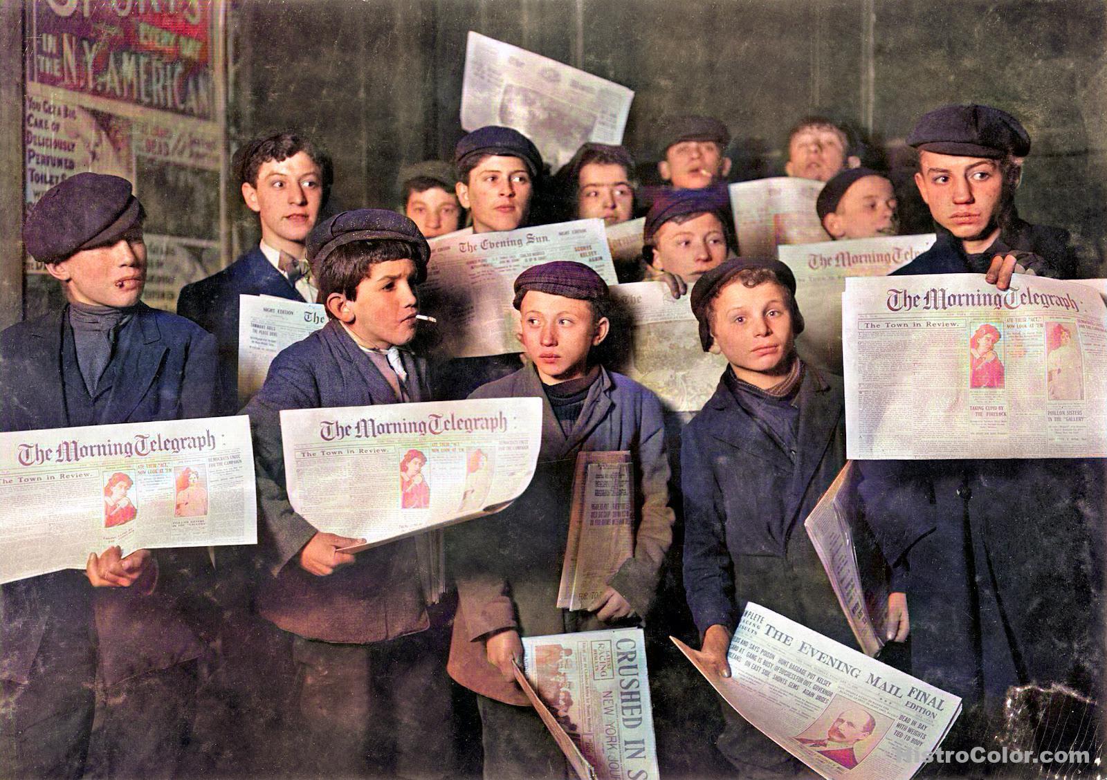 Young Boys Selling Papers
