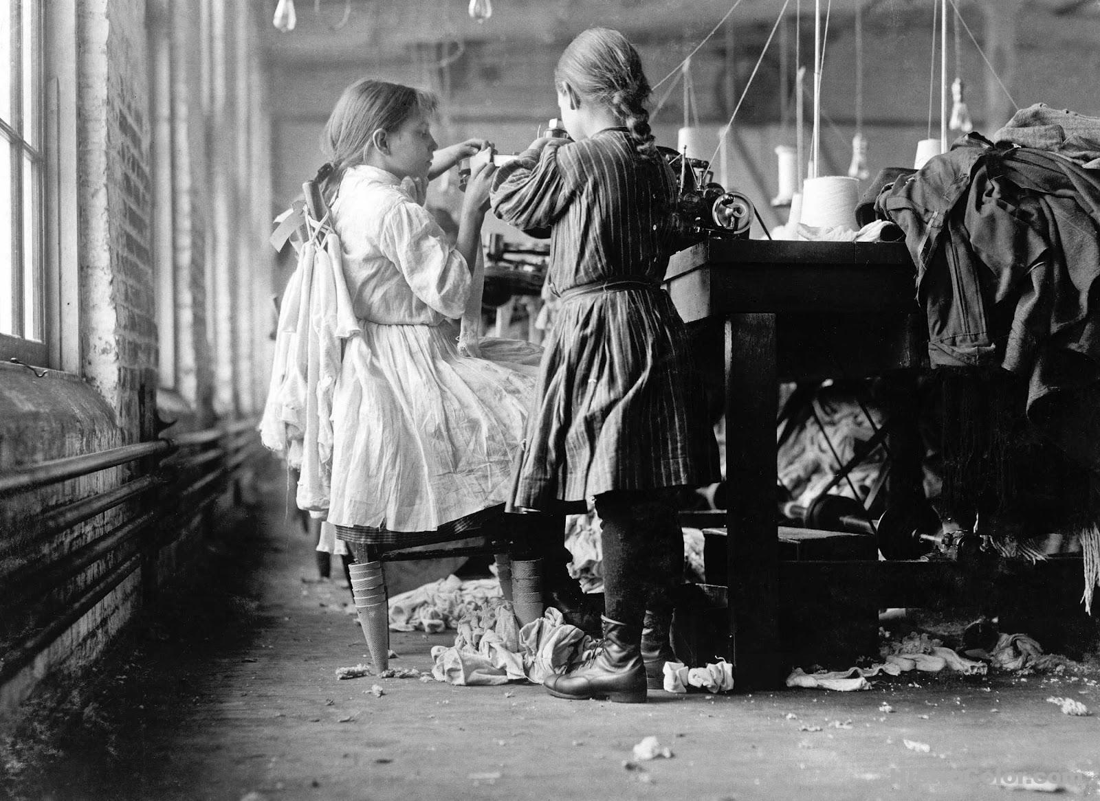 Two Young Girls Sowing