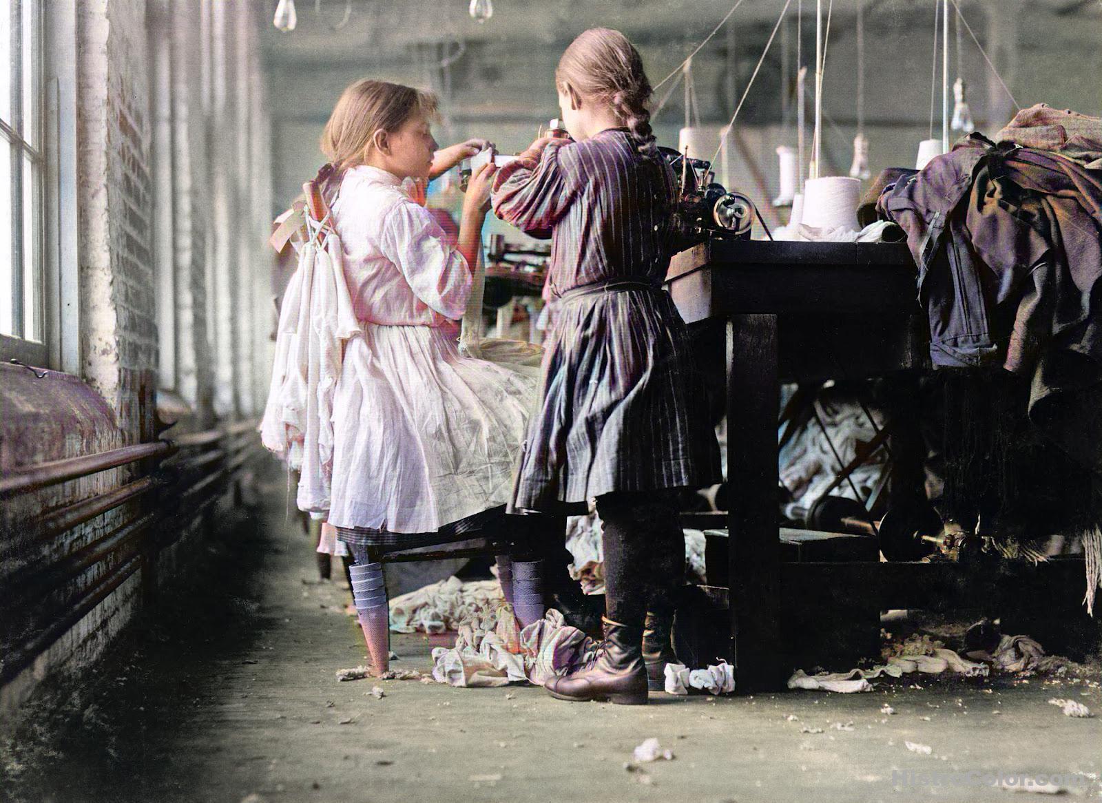Two Young Girls Sowing