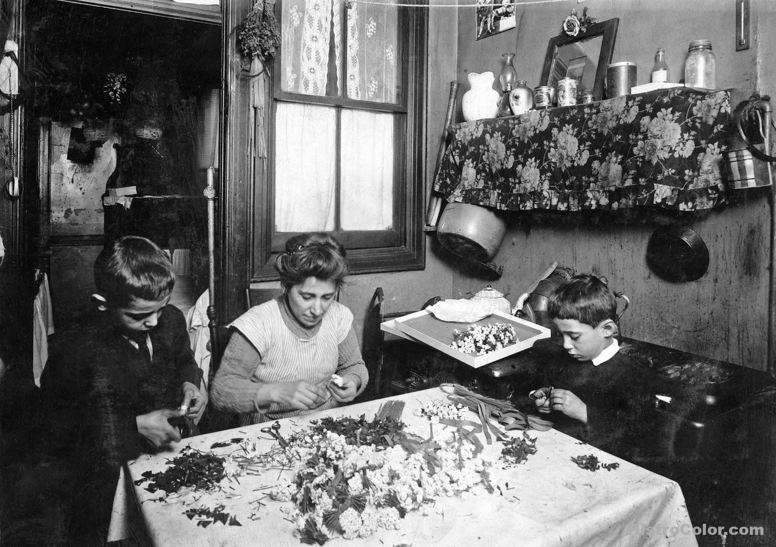 Family Working Preparing Flowers