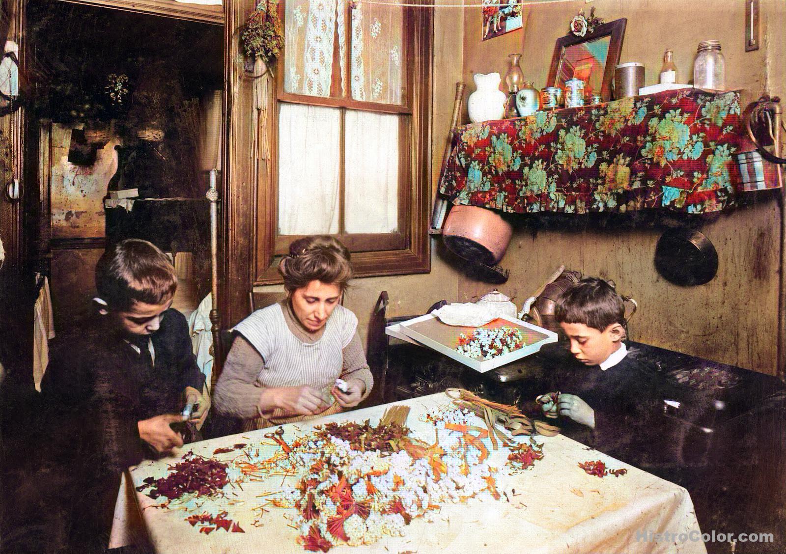 Family Working Preparing Flowers