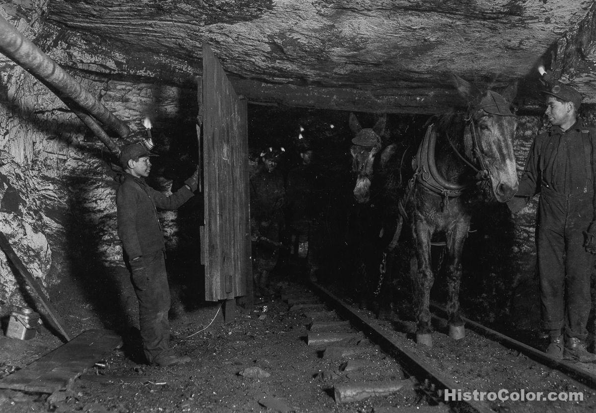 Boys Working In Coal Mine – Colorized Historical Pictures