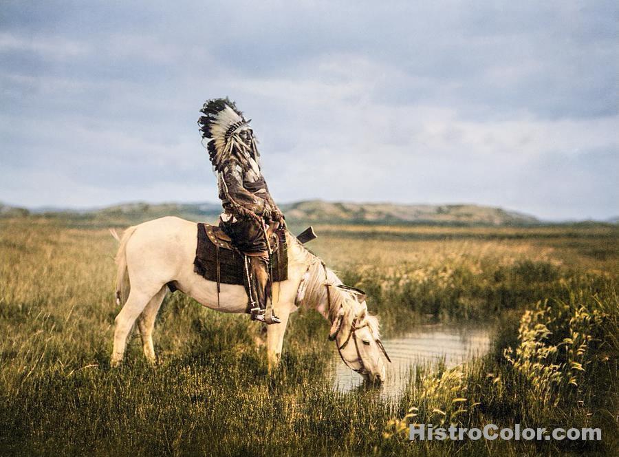 Oglala Indian Man On Horse