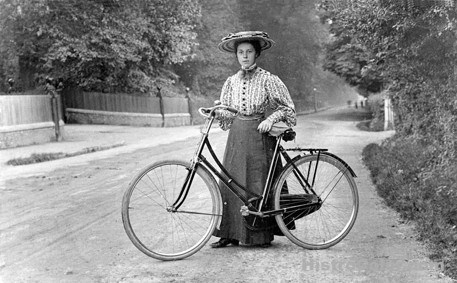 Lady Posing With Bicycle