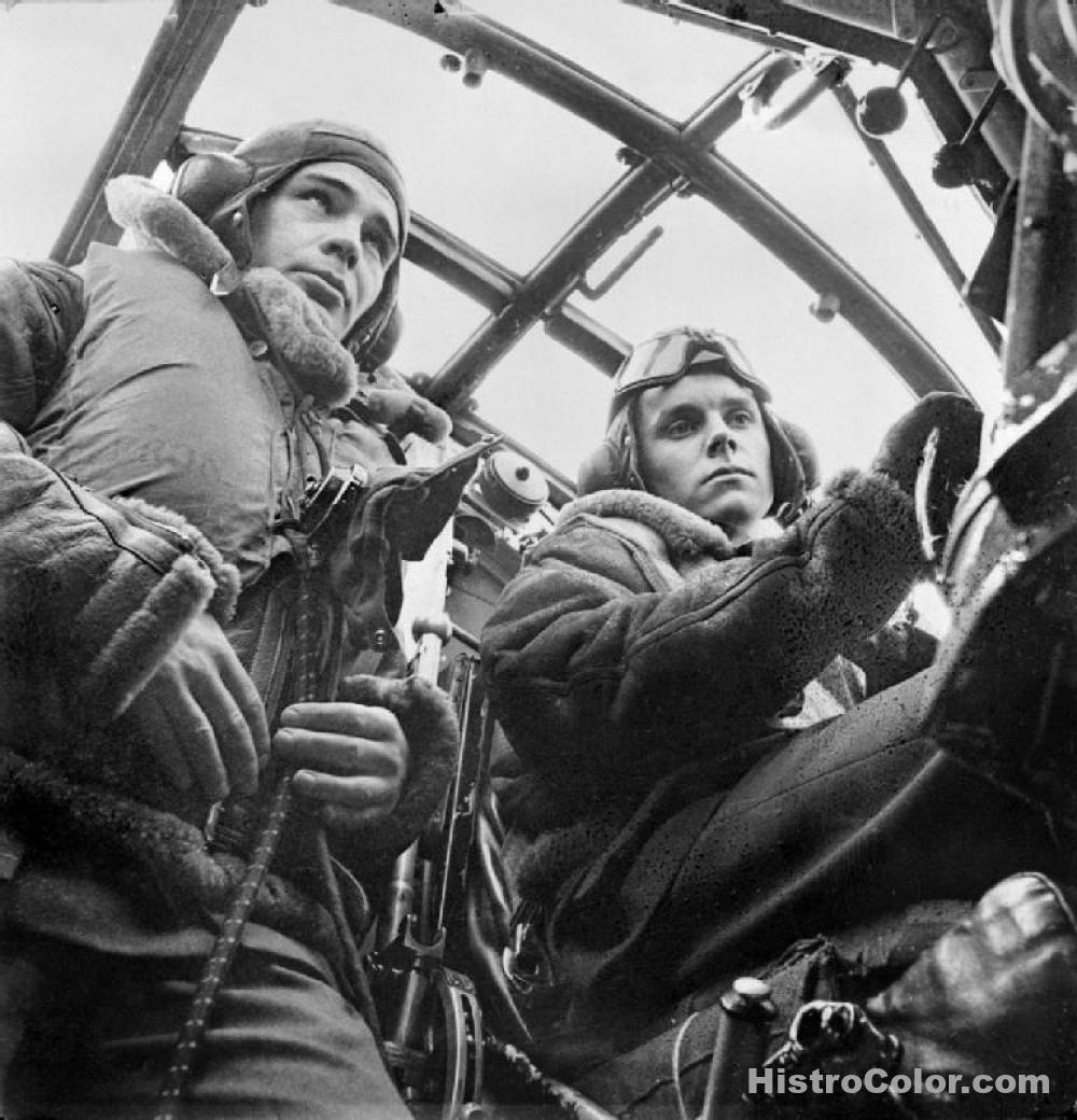 Flight Crew In Bomber Cockpit