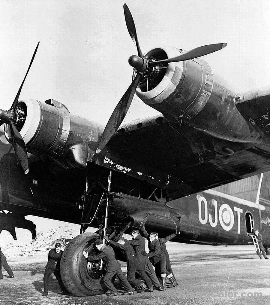 Ground Crew Pushing Lancaster