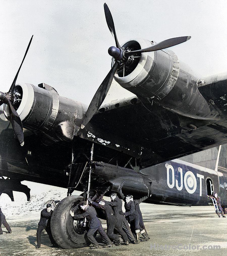 Ground Crew Pushing Lancaster